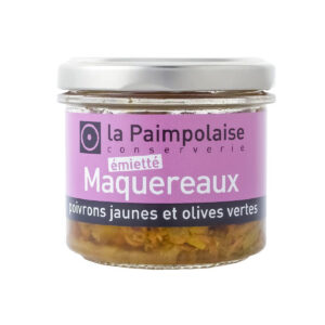 Émietté de maquereaux, poivrons jaunes et olives vertes, La Paimpolaise Conserverie, 90 g